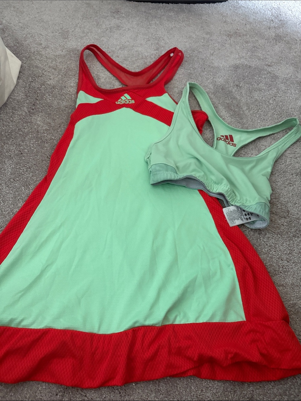 adidas Mint Green & Red Athletic Dress with Matching Sports Bra